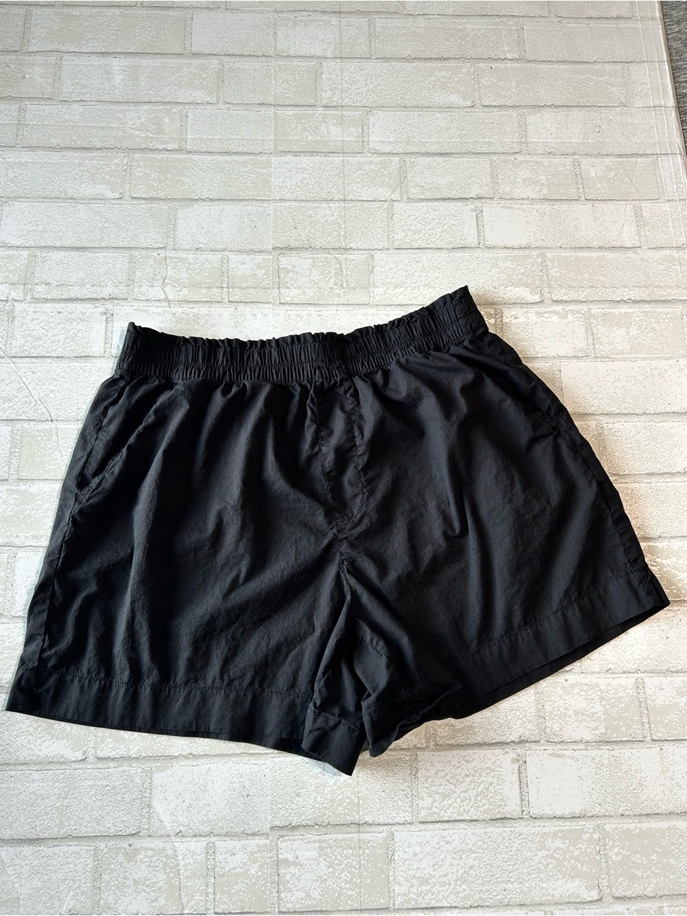 aerie Black Cotton Elastic-Waist Athletic Shorts